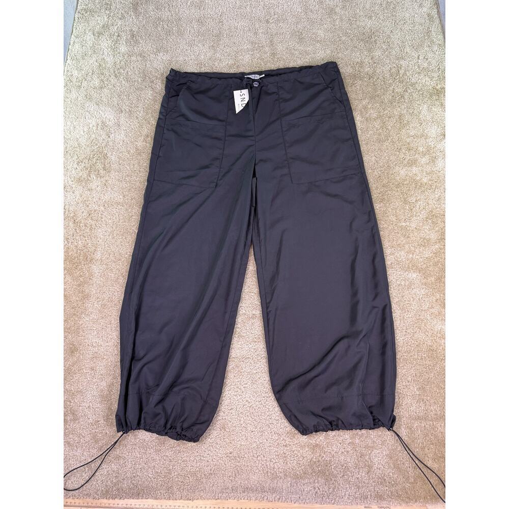 SNDYS Womens Wide Leg Pants Size 10 Black Drawstring legs Boho NWT E393